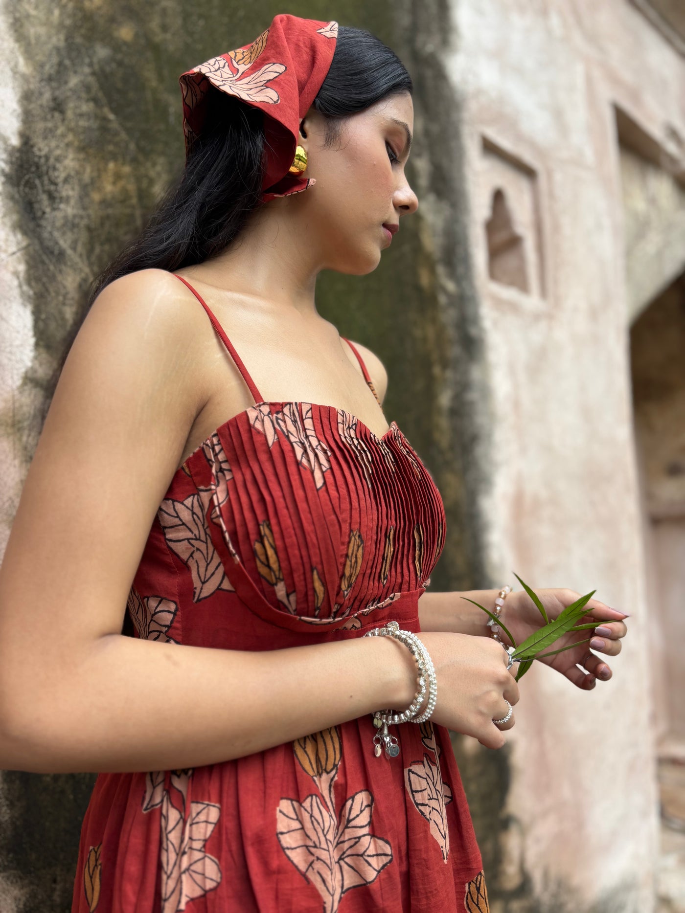 Phoolwari – Bagru Hand Block Print Dress with Pin-Tucks.