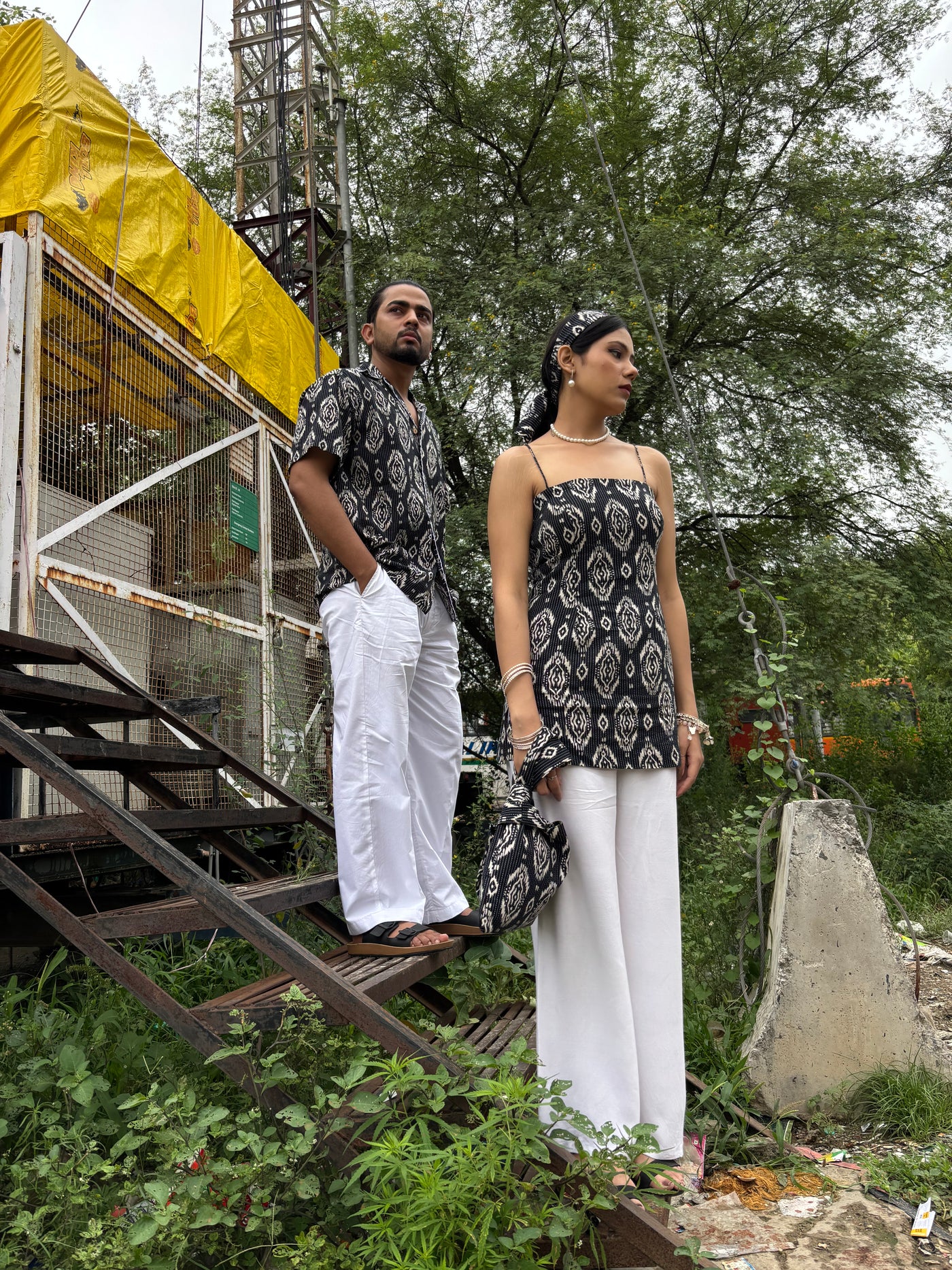 Nazar – Ikat kantha Short Kurti with Tie-Up Back
