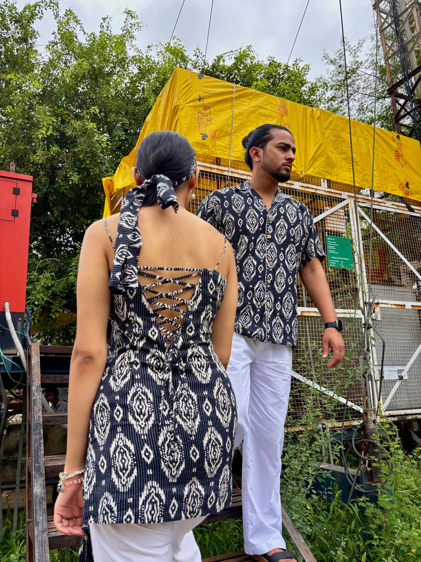Nazar – Ikat kantha Short Kurti with Tie-Up Back