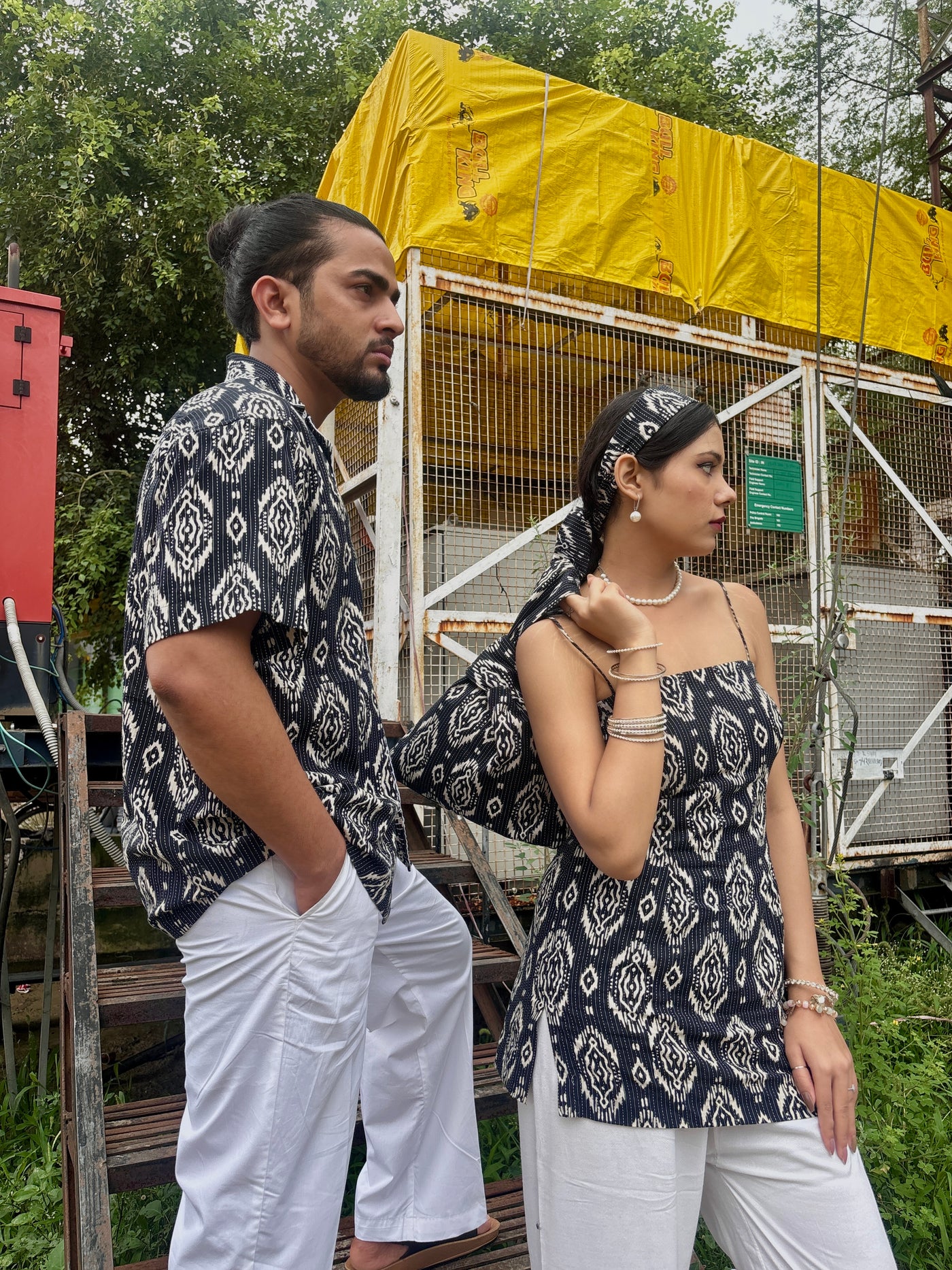 Nazar – Ikat kantha Short Kurti with Tie-Up Back