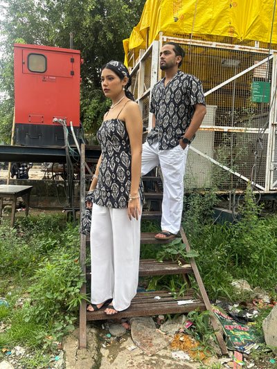 Nazar – Ikat kantha Short Kurti with Tie-Up Back