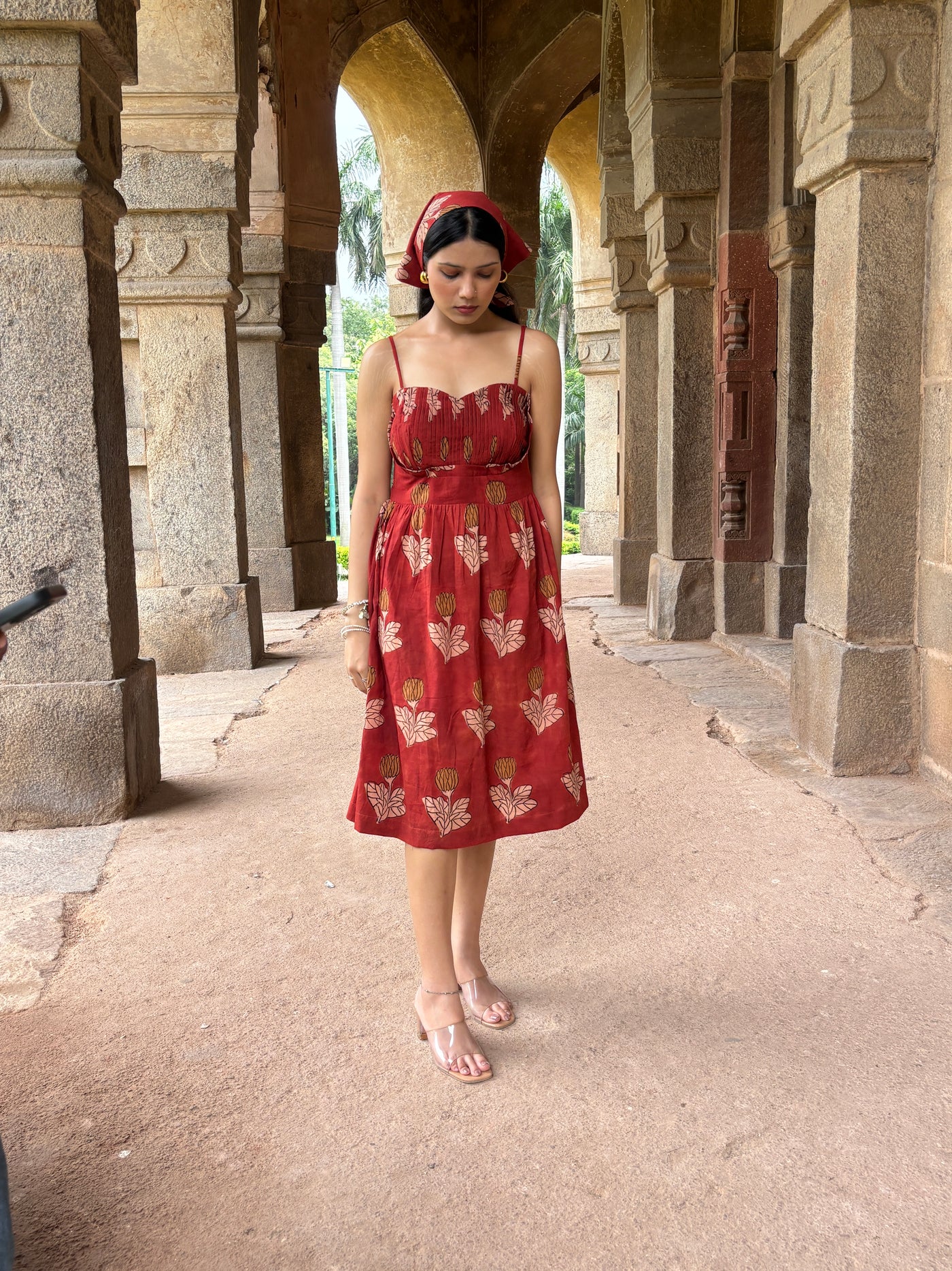 Phoolwari – Bagru Hand Block Print Dress with Pin-Tucks.