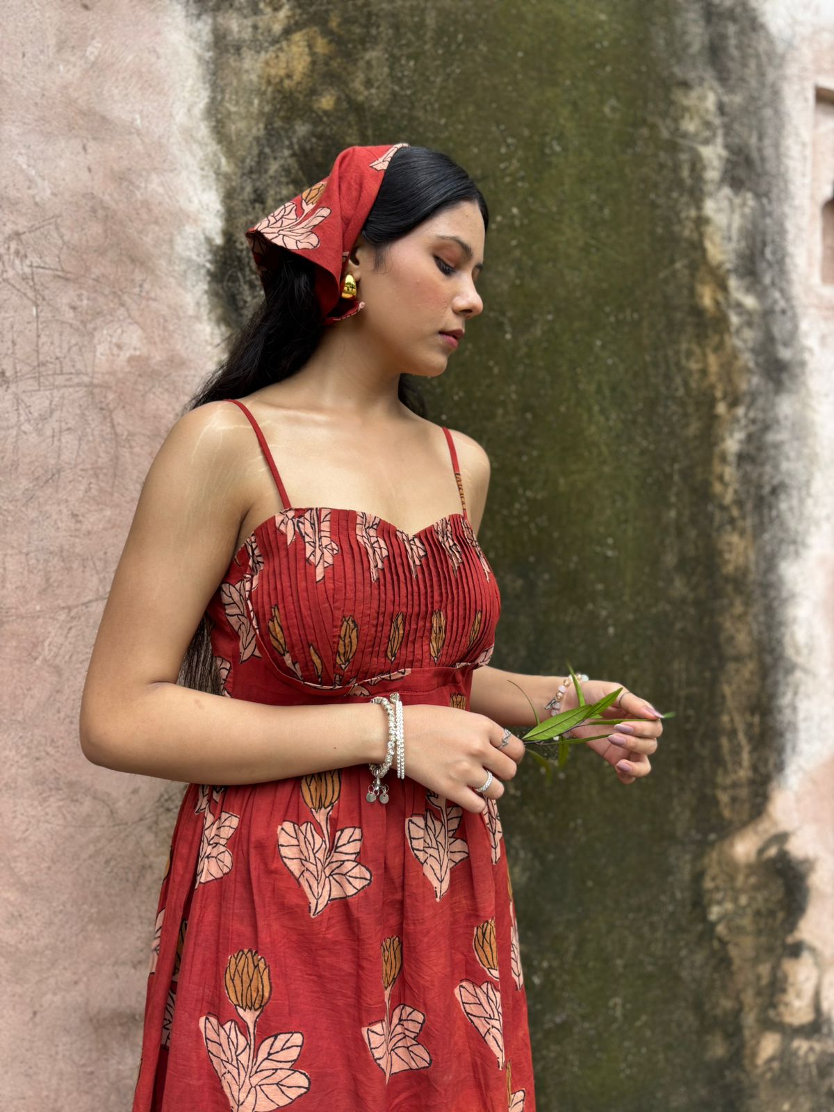 Phoolwari – Bagru Hand Block Print Dress with Pin-Tucks.